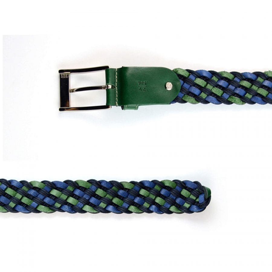 woven summer belts for shorts green blue leather 351018 3
