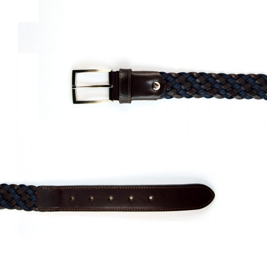 woven youth belt brown blue leather 351015 2