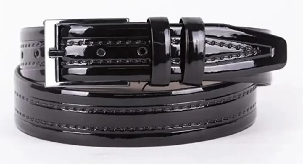 Black Patent Mens Vegan Leather Belt For Suit ST00809 1 1