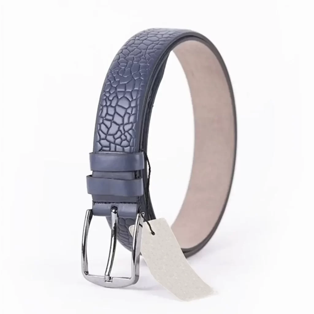 Blue Mens Vegan Leather Belt Unique Emboss For Suit ST00900 6 1