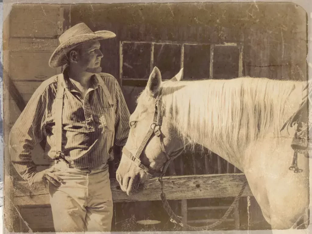 Cowboy With Suspenders Wild West Vintage Photo