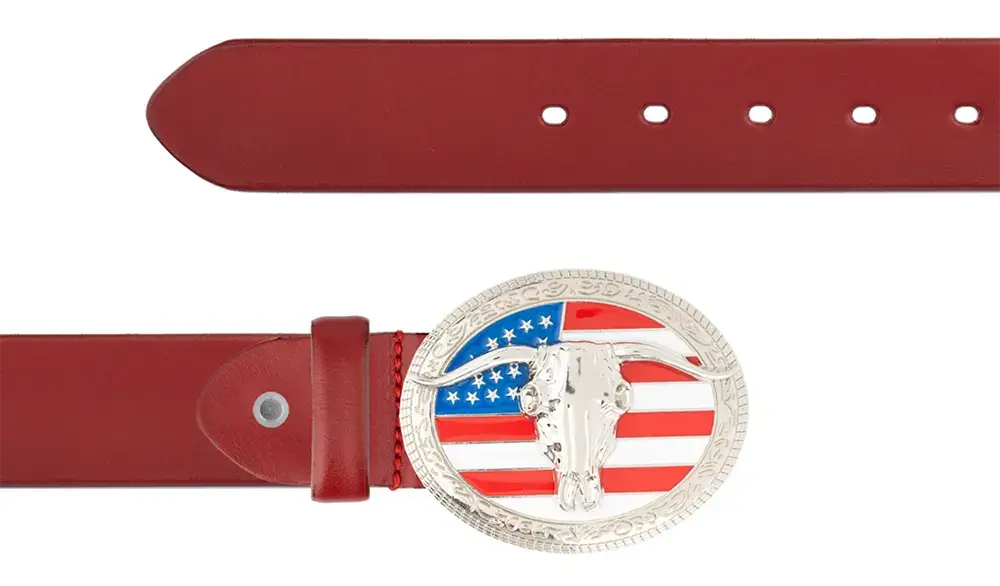 Red longhorn buckle belt